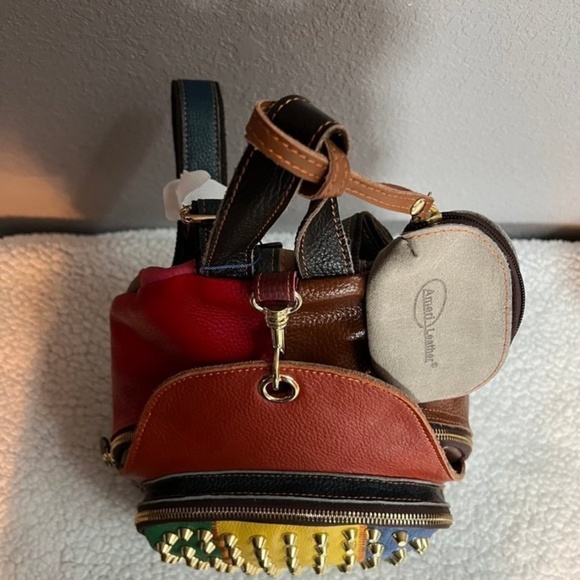 🤎💚❤️💙💛🩶AmeriLeather Borka Leather Backpack~ NWT - Picture 6 of 13